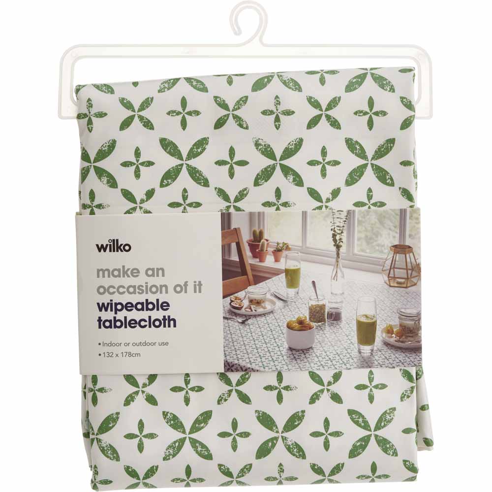 Wilko PVC TableclothTile Print 132 x 78cm Wilko