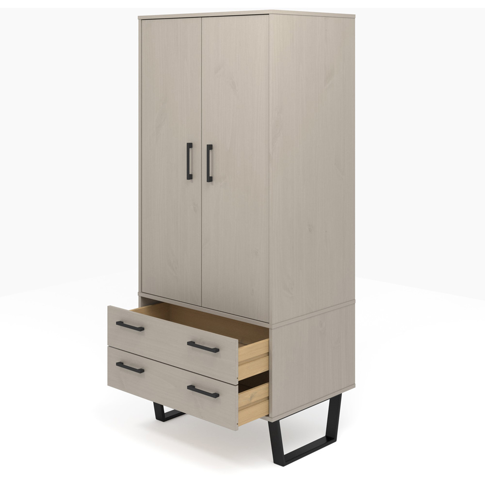 Core Products Texas 2 Door 2 Drawer Grey Waxed Pine Wardrobe Image 5