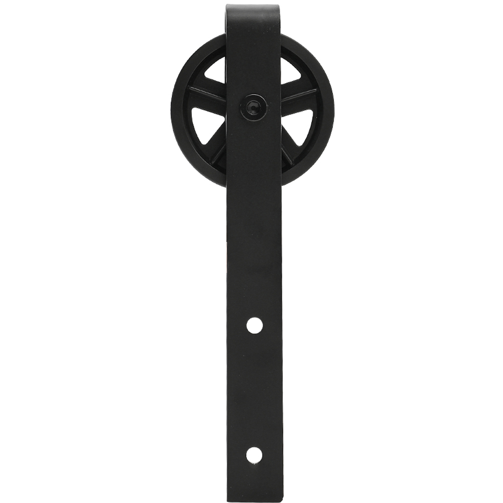 Living and Home 6ft Black Rustic Steel Sliding Barn Door Track System Hardware Kit and Wheel Rollers Image 4