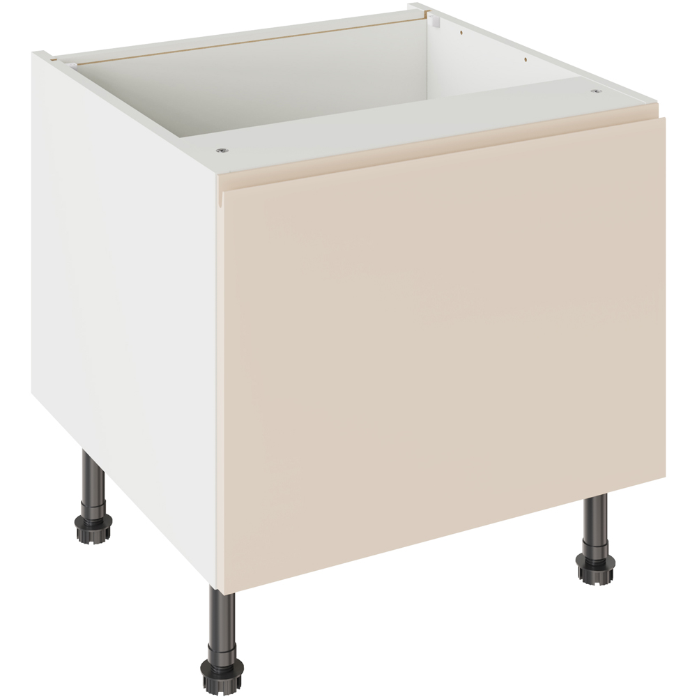 Kitchen Kit J-Pull Gloss Cashmere Belfast Sink Base Kitchen Cabinet Flatpack 600mm Image 1