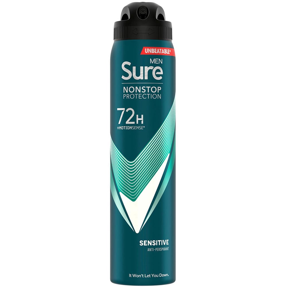 Sure Men Sensitive 72H Nonstop Protection Anti-Perspirant Deodorant 250ml 12 Pack Image 2
