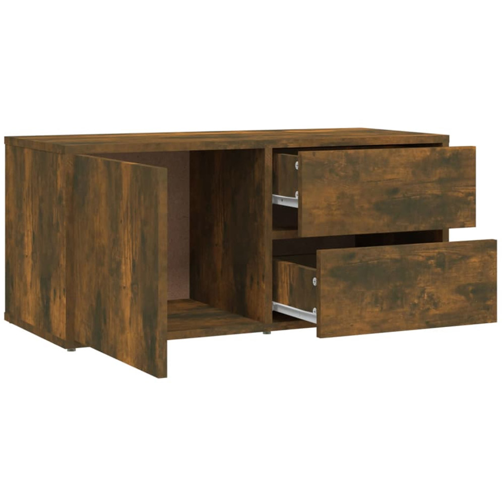 vidaXL Single Drawer 2 Drawer Smoked Oak TV Cabinet Image 6