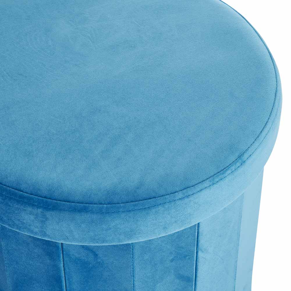 Wilko Velour Blue Ottoman Round Wilko