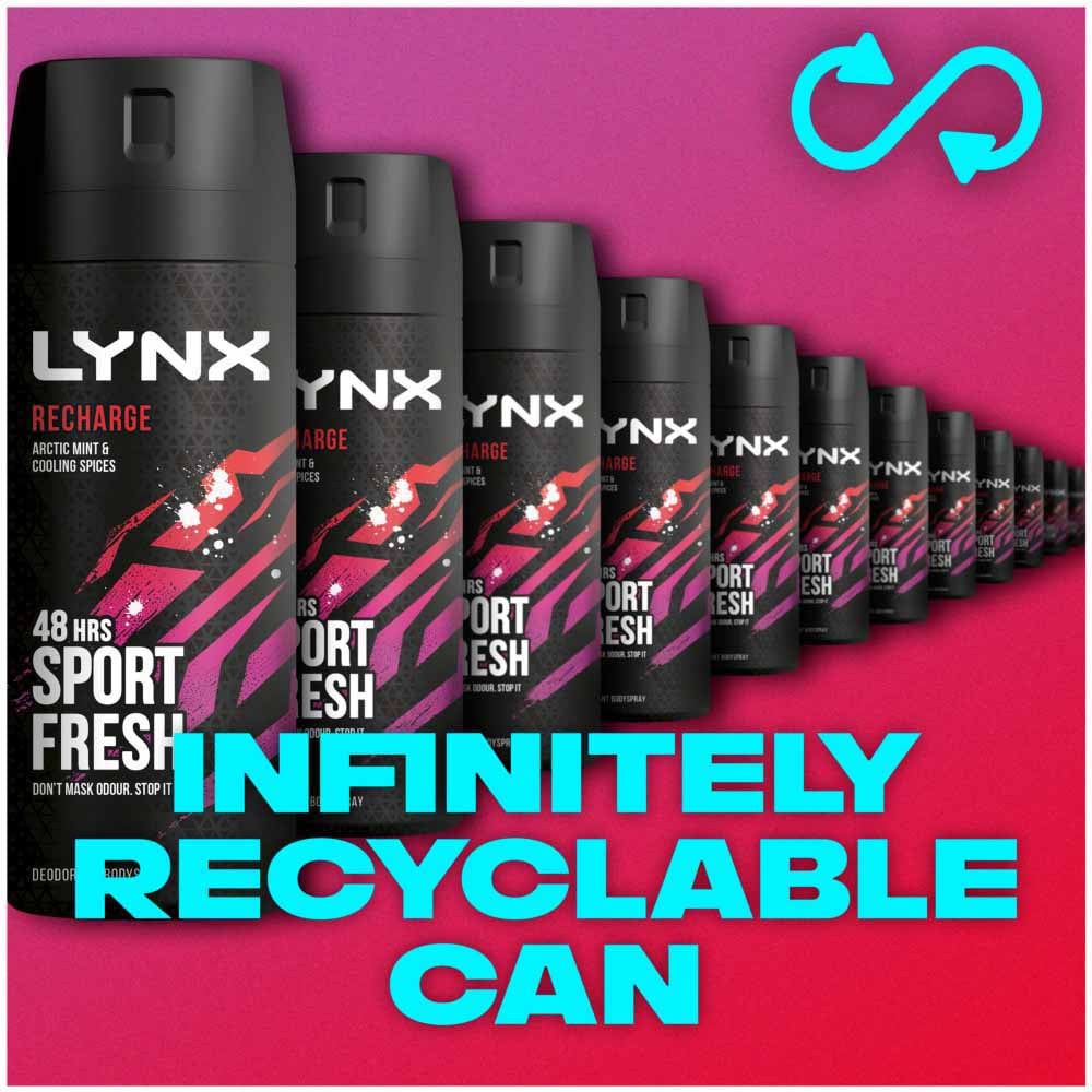 Lynx Recharge Body Spray Case of 6 x 150ml Image 5