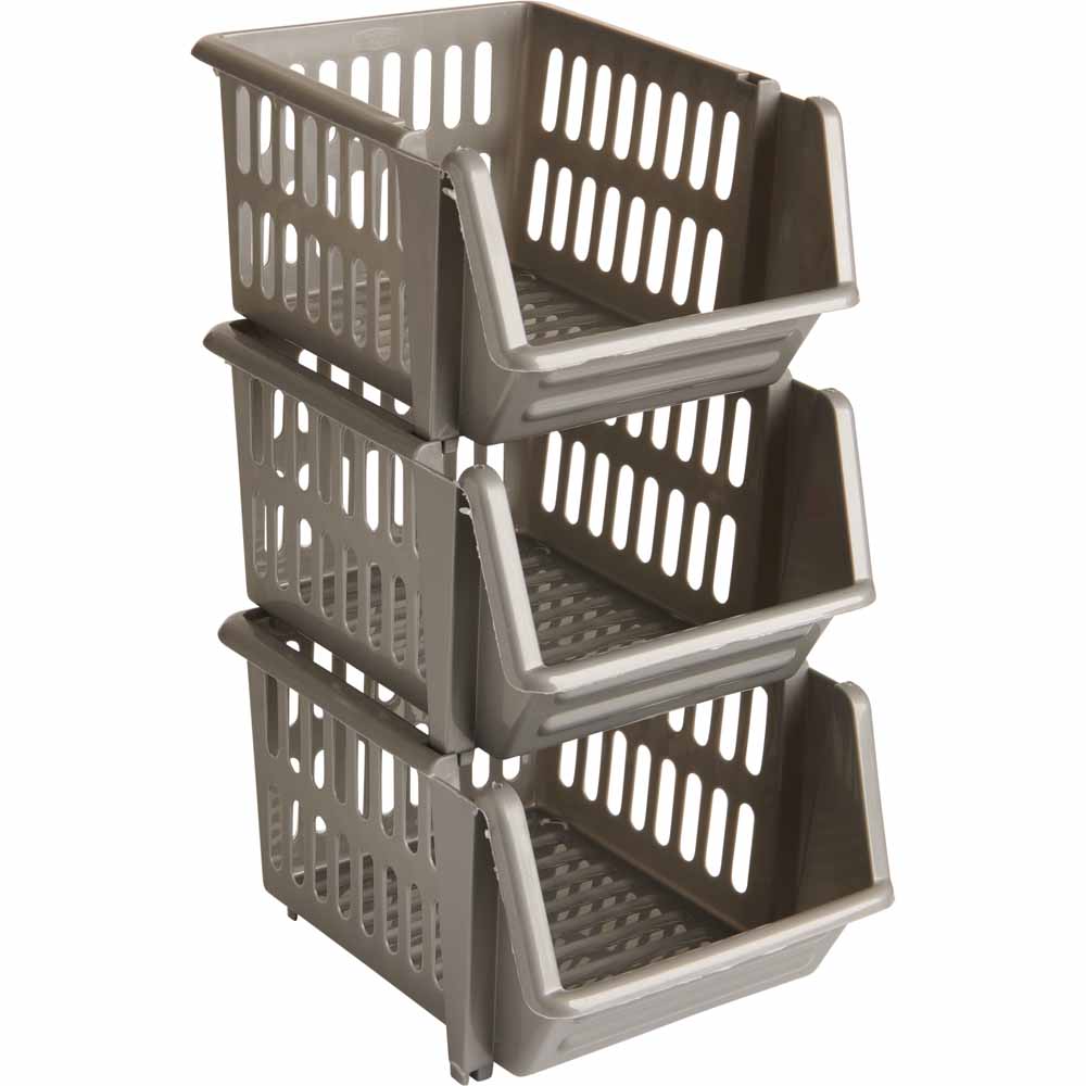 Vegetable Storage Stacking Rack Asking Set of 3 Large Plastic Stackable Basket 