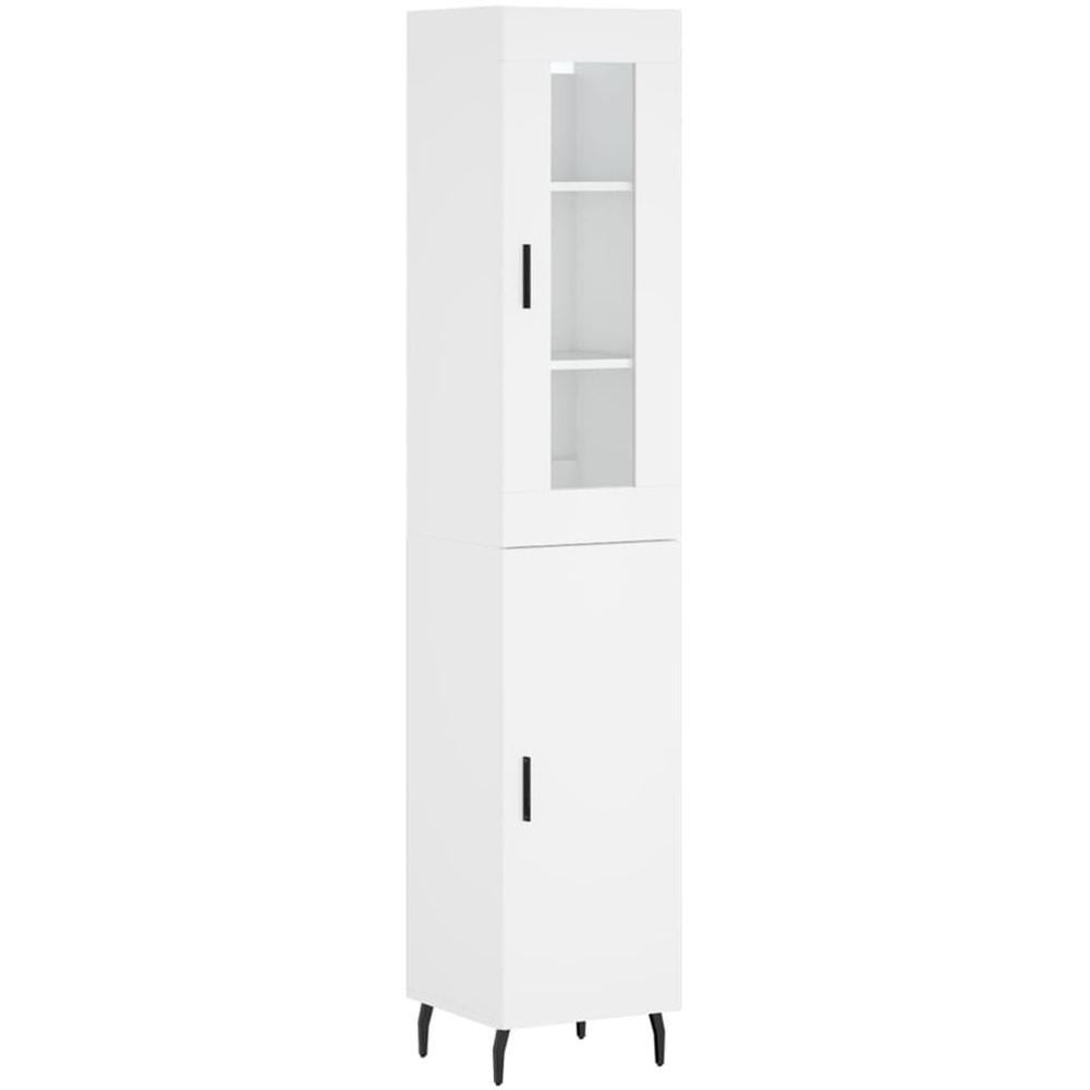 vidaXL 2 Glass and Door 6 Shelf White Highboard with Metal Legs Image 2