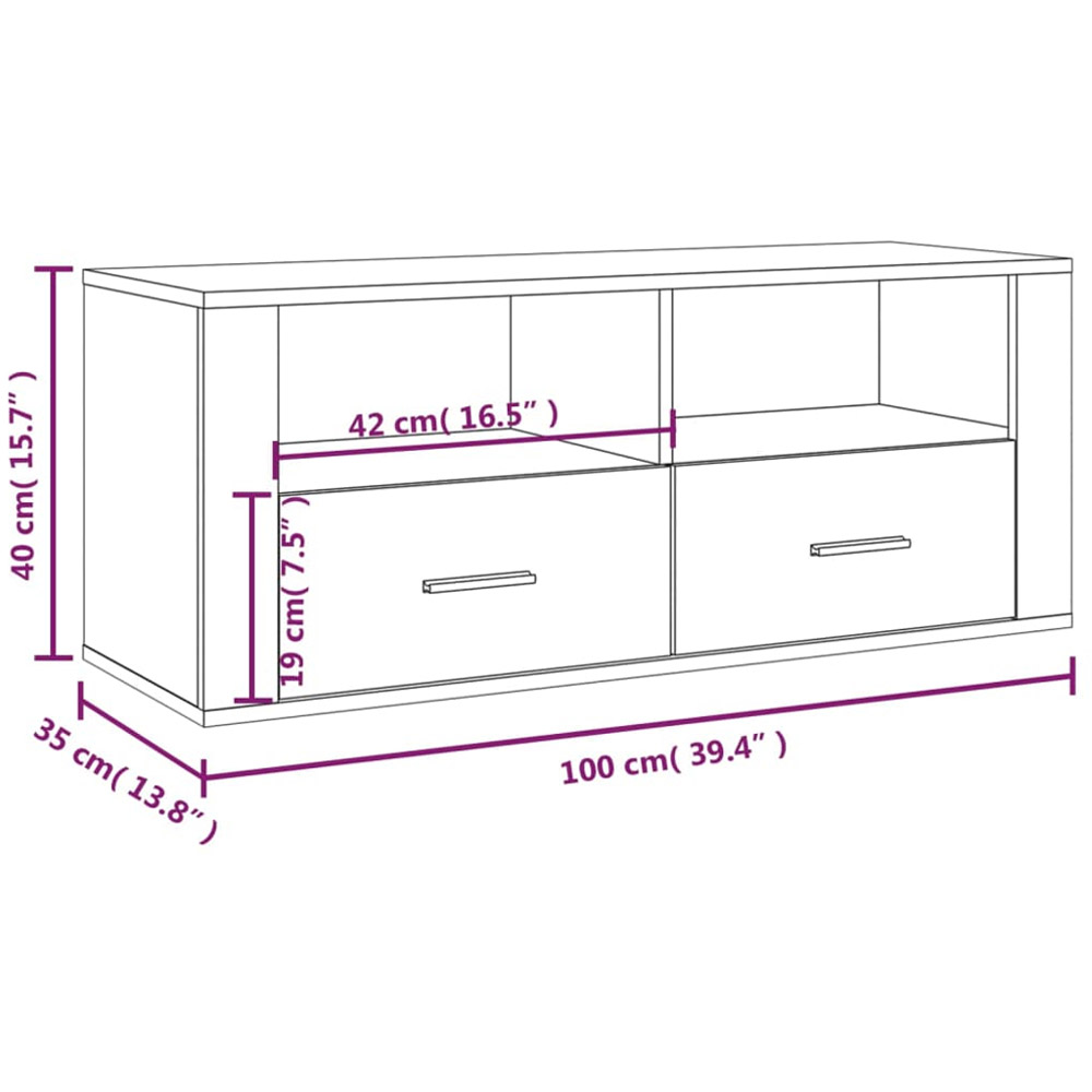 vidaXL 2 Drawer 2 Open Shelf Smoked Oak TV Cabinet with Handles Image 9