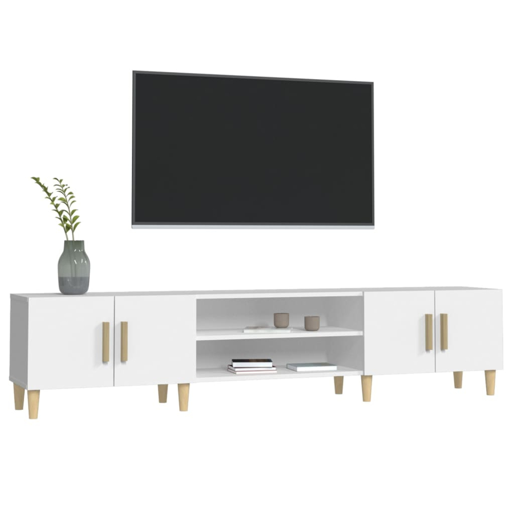 vidaXL 4 Door 2 Shelf White TV Cabinet Image 4