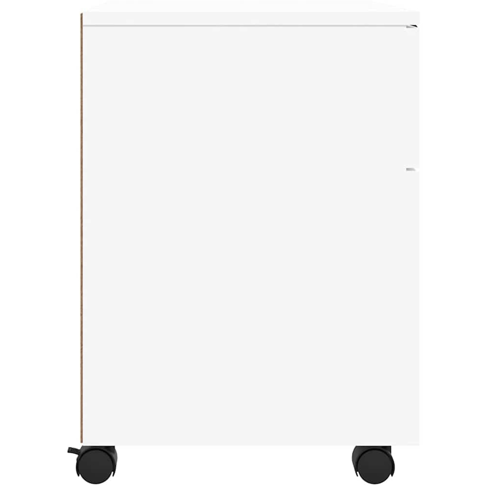 vidaXL Single Door Single Drawer White File Cabinet with Swivel Wheels Image 6