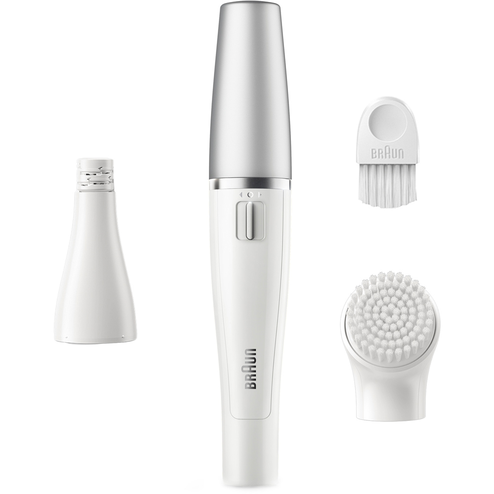 Braun FaceSpa White Waterproof Facial Epilator with Cleaning Brush Image 4