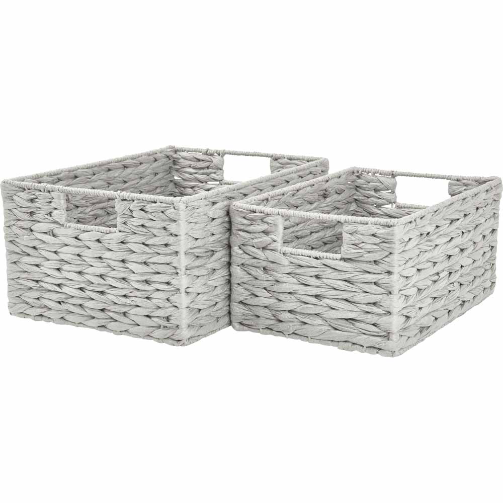 Wilko Grey Paper Rope Baskets Set of 2 Image 3