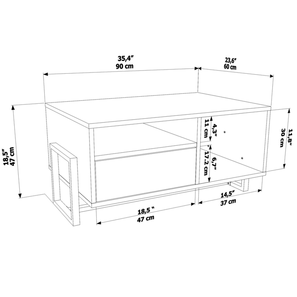 Decorotika Utopie 2 Door 2 Shelf Black and Green Modern Coffee Table Image 8