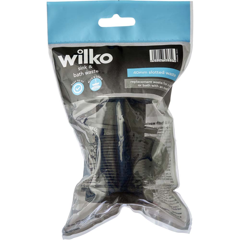 Wilko 40mm Slotted Sink and Bath Waste Image 4