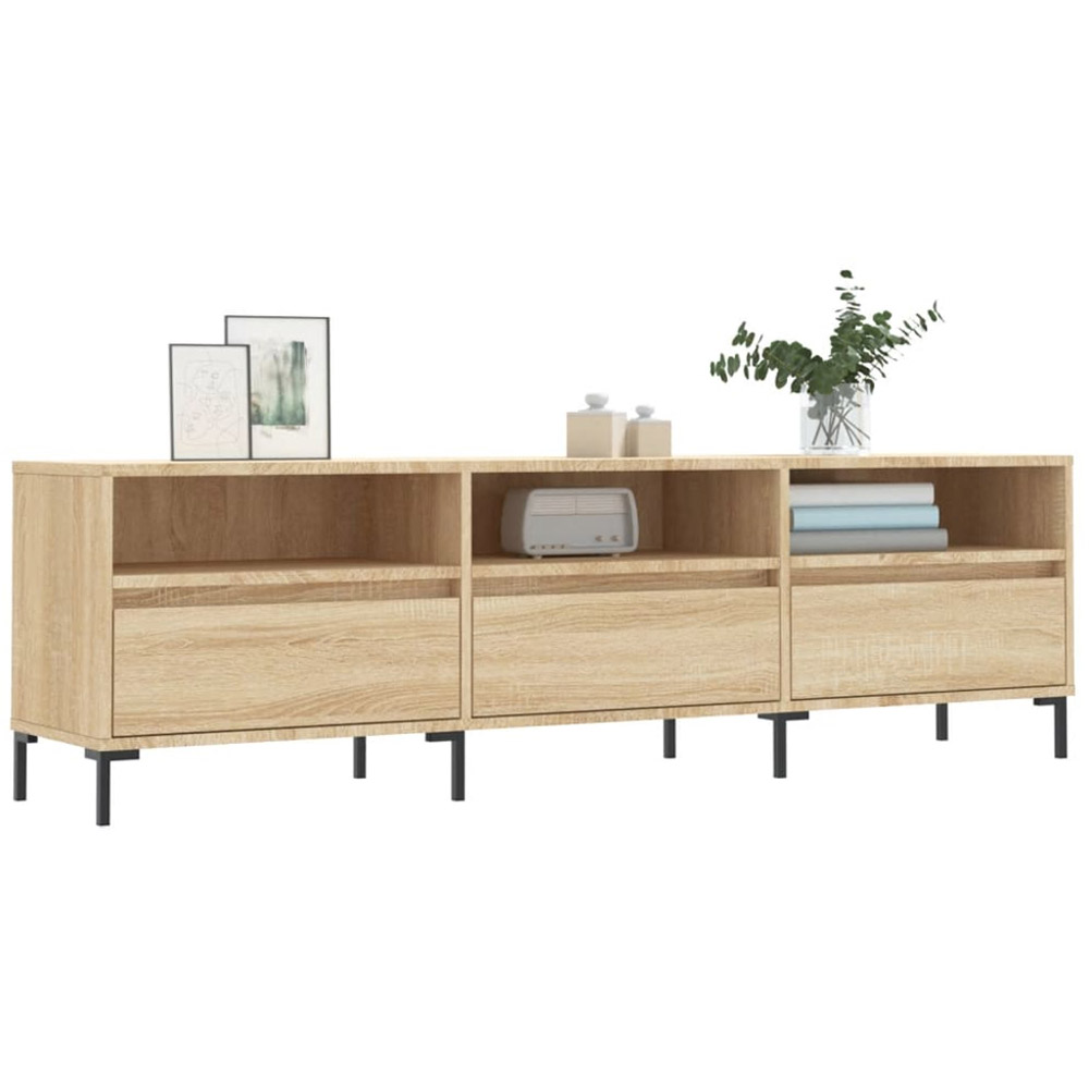 vidaXL 3 Drawer 3 Shelf Sonoma Oak TV Cabinet Image 3