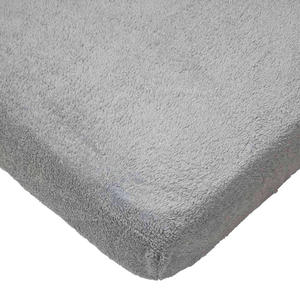 Wilko Double Grey Soft Teddy Fleece Fitted Bed Sheet Image 1