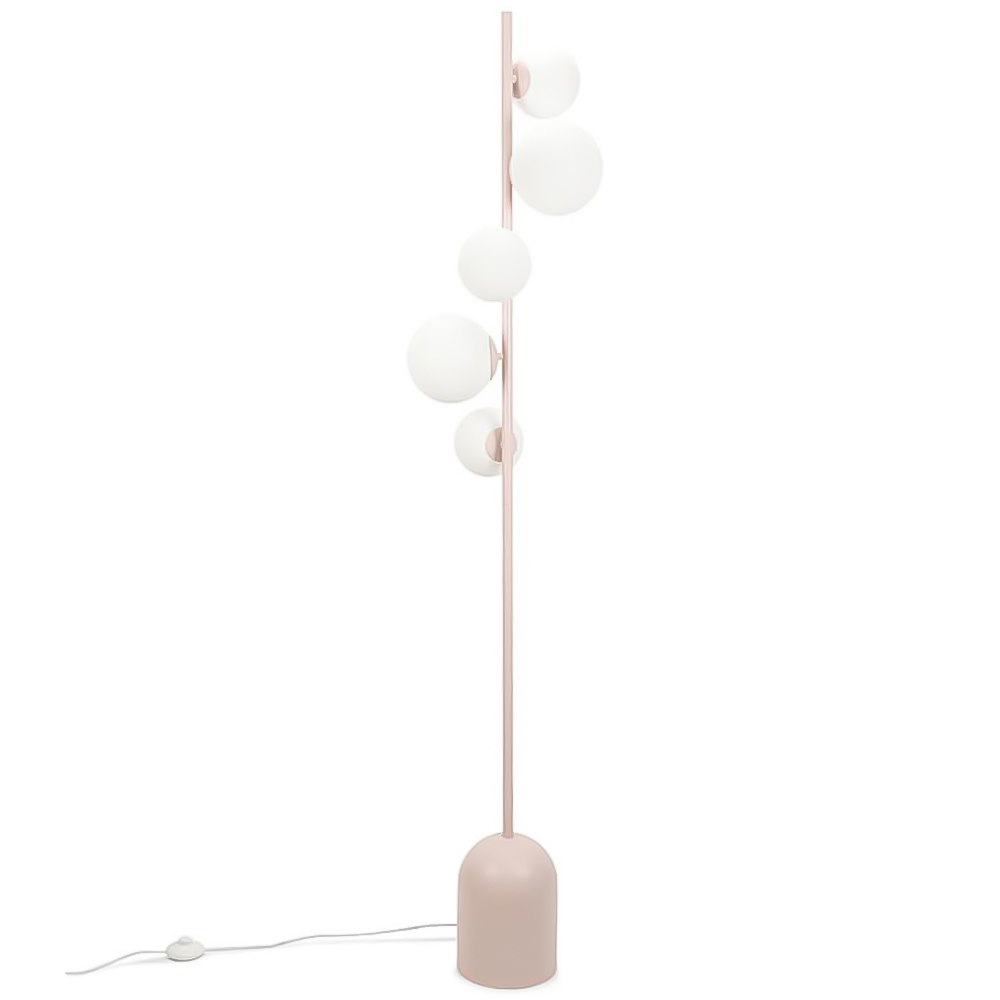 ValueLights Marlow Blush Pink Globe LED Floor Lamp Image 1