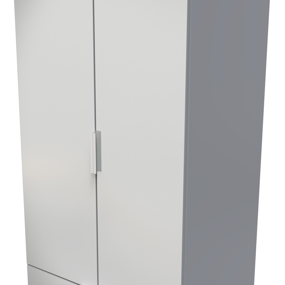 Crowndale Plymouth Ready Assembled 2 Door 2 Drawer Uniform Gloss and Dusk Grey Wardrobe Image 6