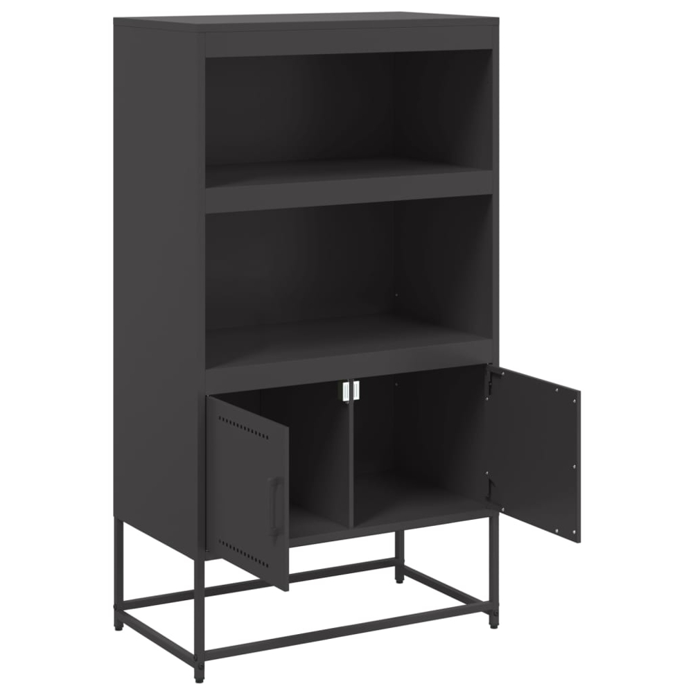 vidaXL 2 Door 2 Shelf Black Steel Highboard Image 3