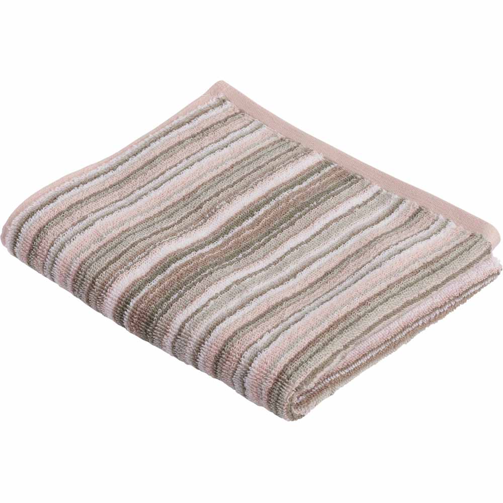 Wilko Pink Stripe Hand Towel Image 1