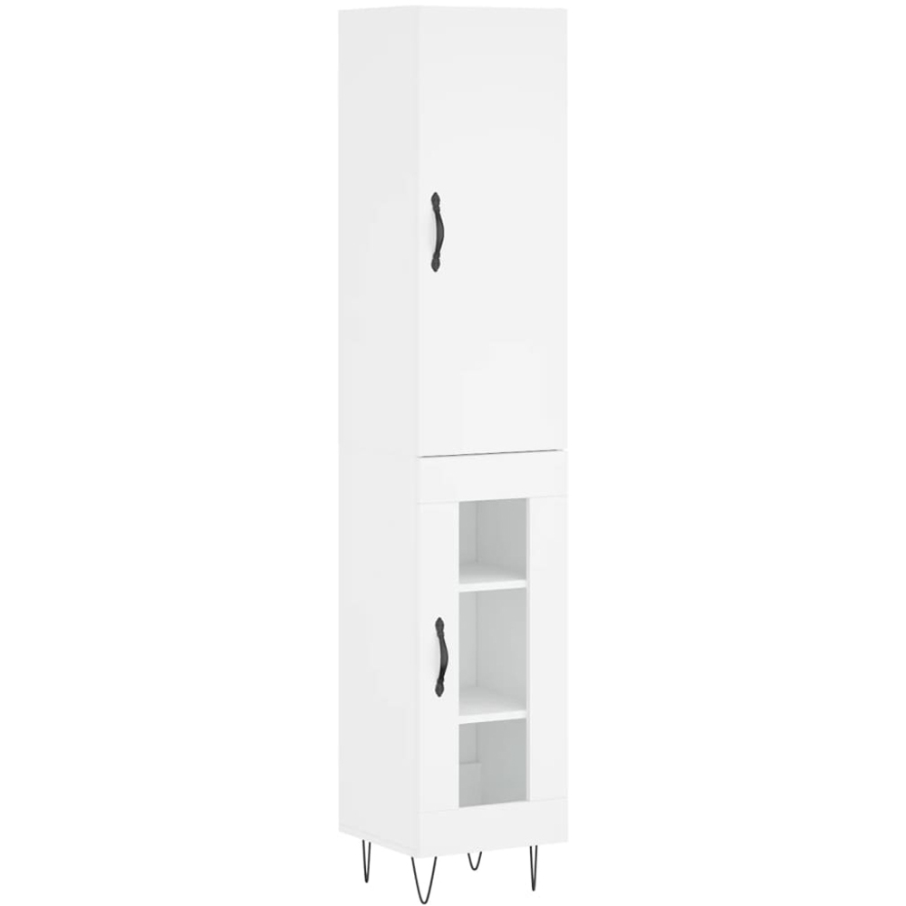 vidaXL 2 Door White Slim Glass Highboard Image 2