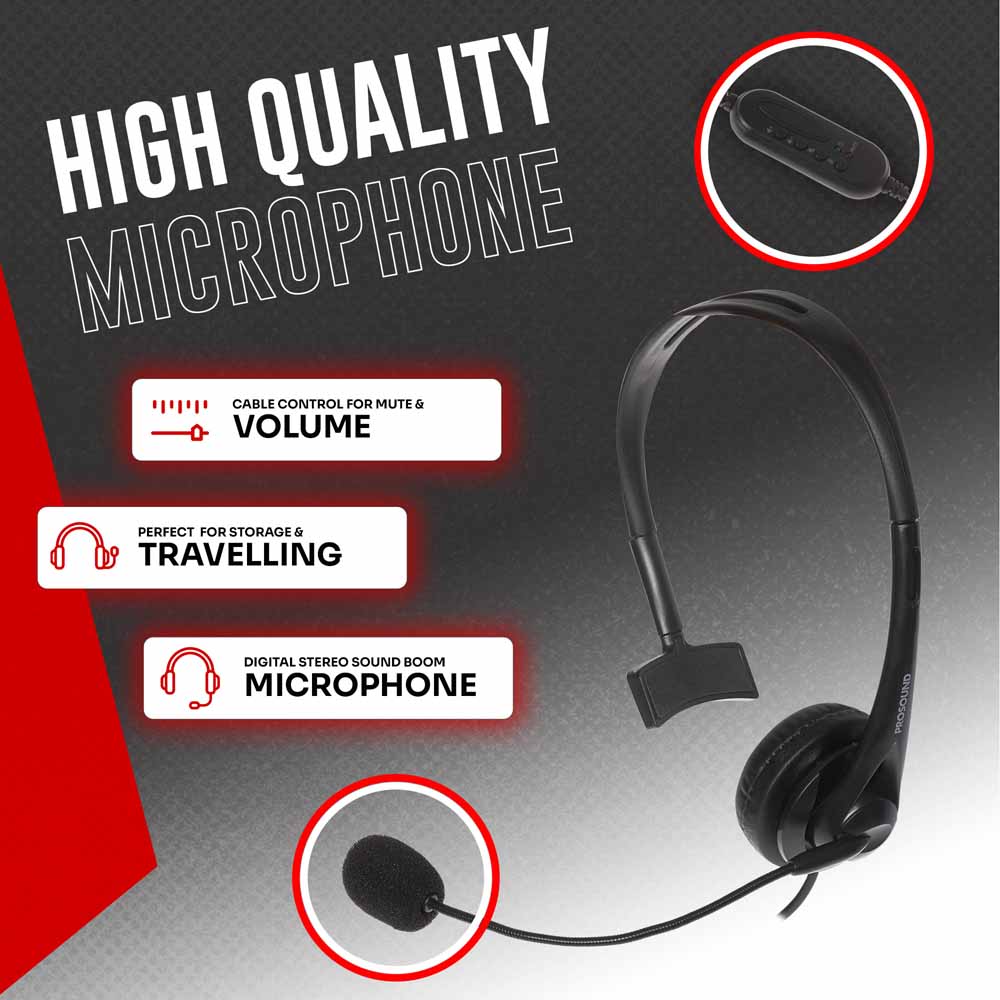 ProSound Single Ear USB-A Headset with Boom Microphone Image 3