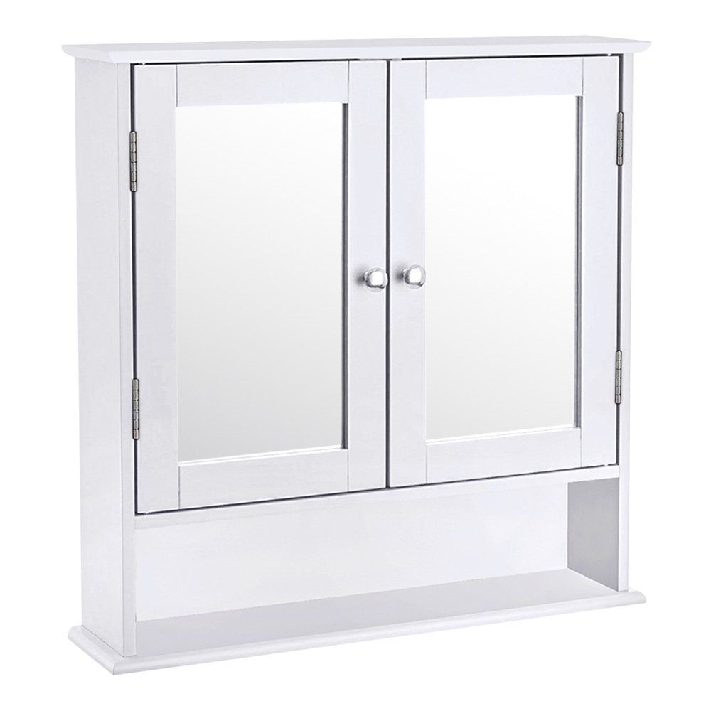 Living and Home White Wall Mounted Mirror Bathroom Cabinet Image 2