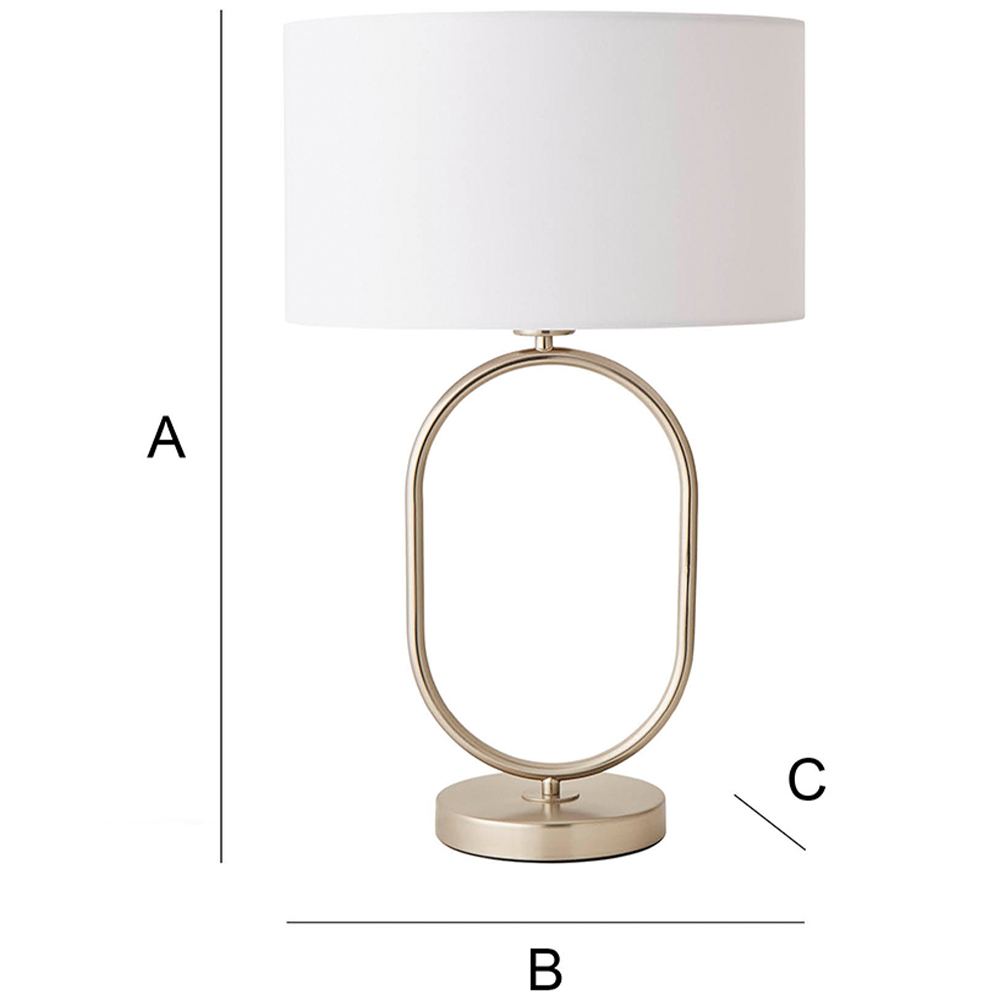 ValueLights Antonia White Fabric Drum Lamp Shade Brushed Chrome Oval LED Table Lamp Image 7