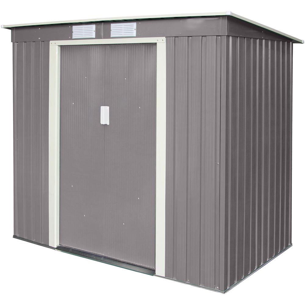 Rowlinson 6 x 4ft Grey Trentvale Pent Metal Garden Shed Image 5