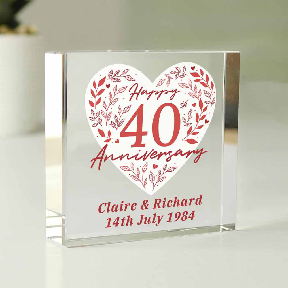 Personalised Memento Personalised 40th Ruby Wedding Anniversary Crystal Token Image 3