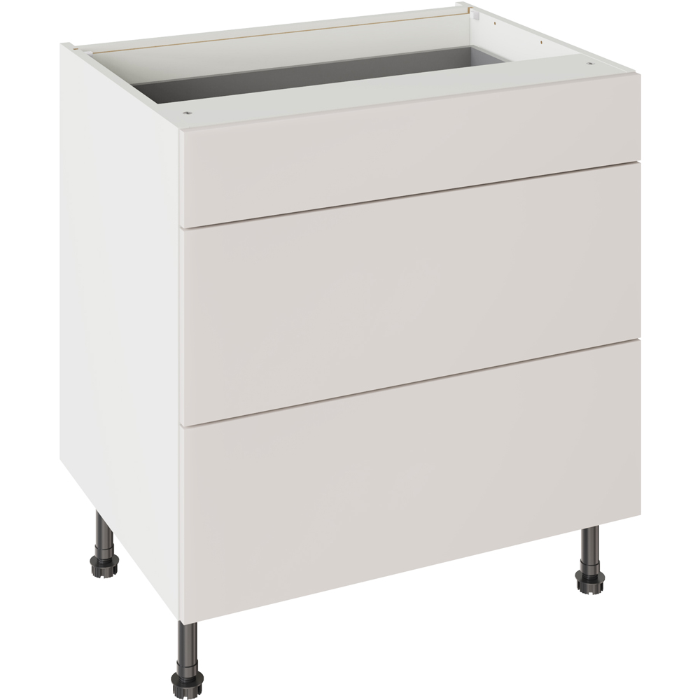 Kitchen Kit Slab Gloss Light Grey 3 Drawer Base Kitchen Cabinet Flatpack 800mm Image 1