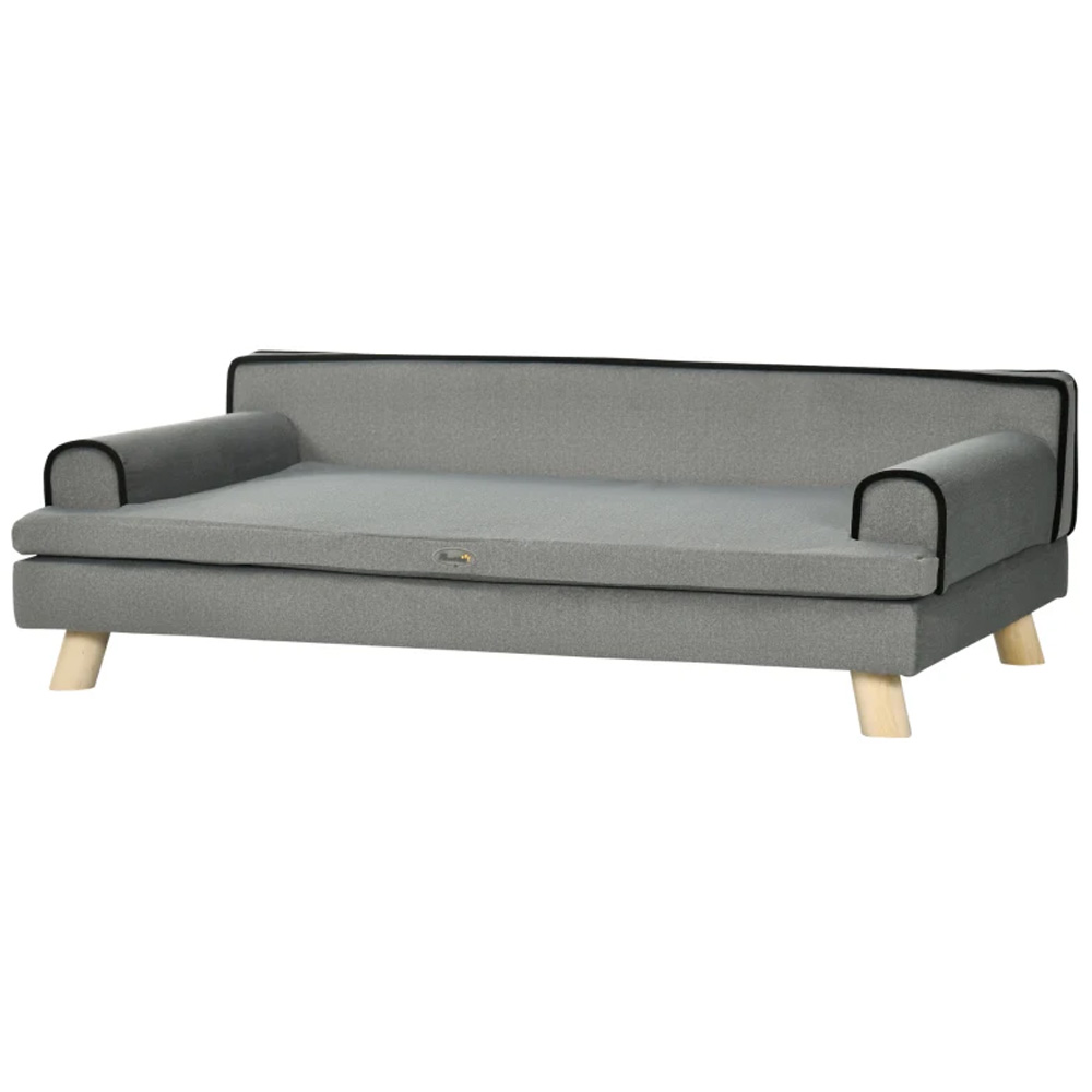 PawHut Grey Large and Medium Dogs Fabric Pet Sofa Image 1