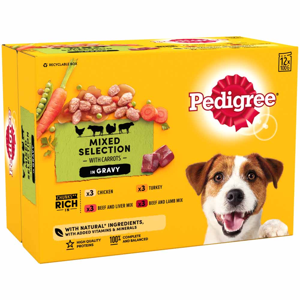 Pedigree Adult Wet Dog Food Pouches Mixed in Gravy 12 x 100g Image 3