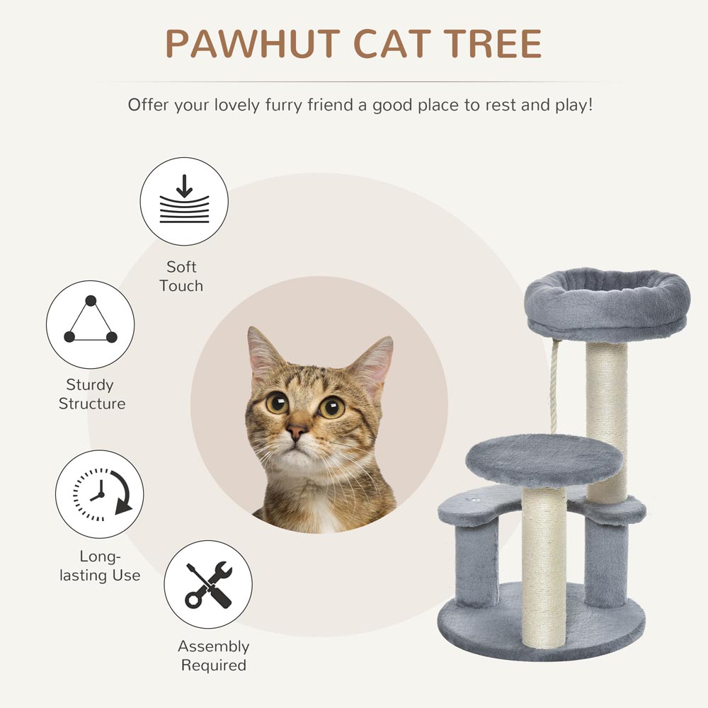 Pawhut Cat Tree Kitty Scratcher Grey 65cm Image 4