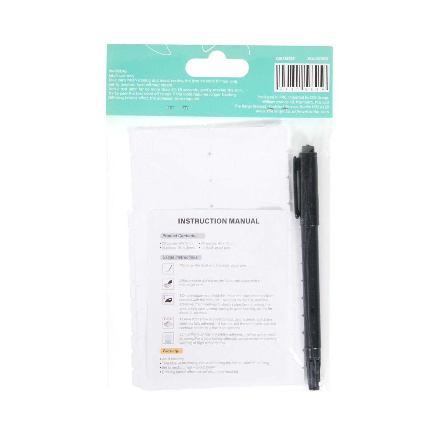 Iron On Waterproof Labels and Pen White Image 2