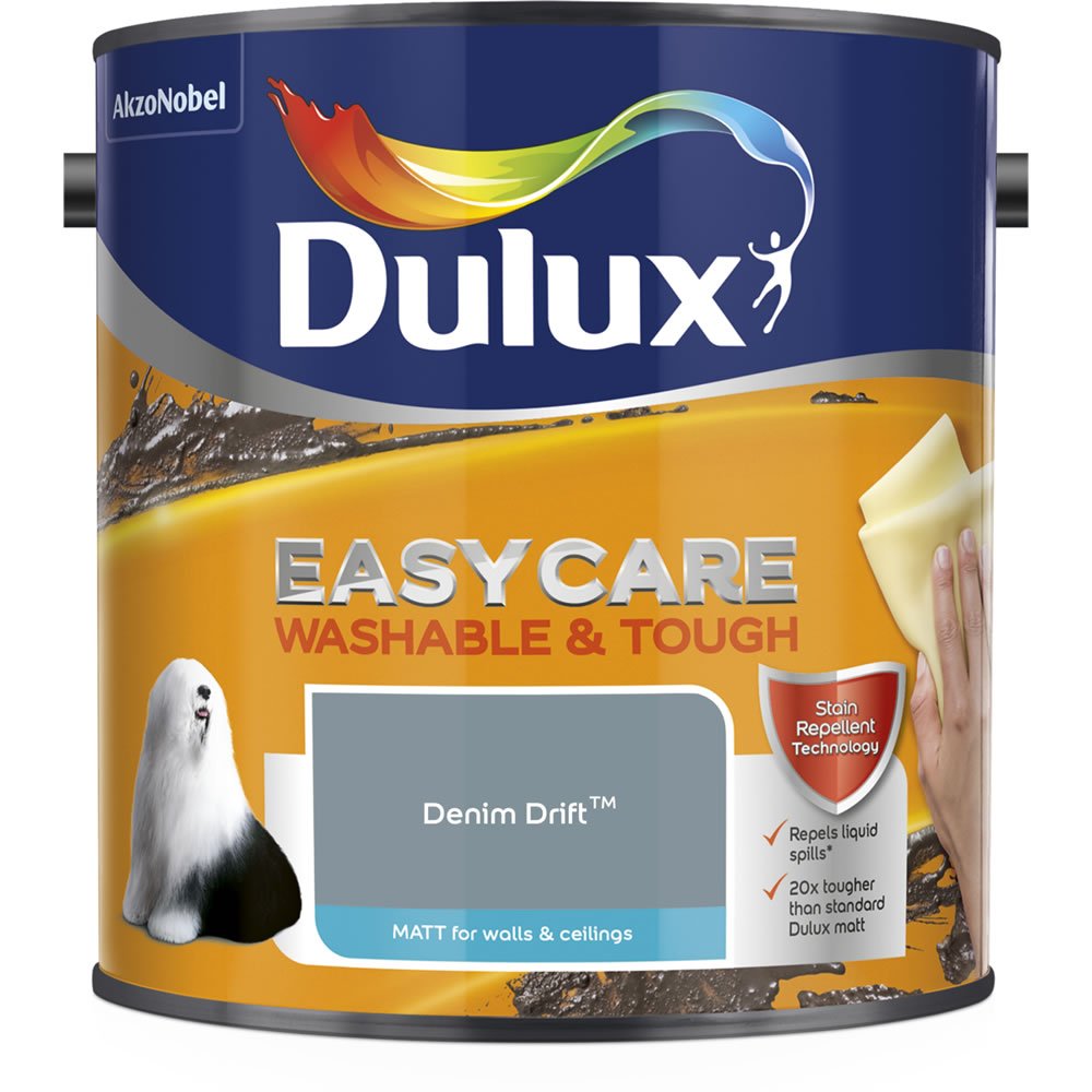 Dulux Easycare Washable & Tough Denim Drift Matt Emulsion Paint 2.5L Image 2