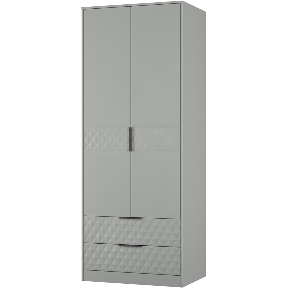Crowndale Harlequin 2 Door 2 Drawer Dusk Grey Tall Wardrobe Ready Assembled Image 2