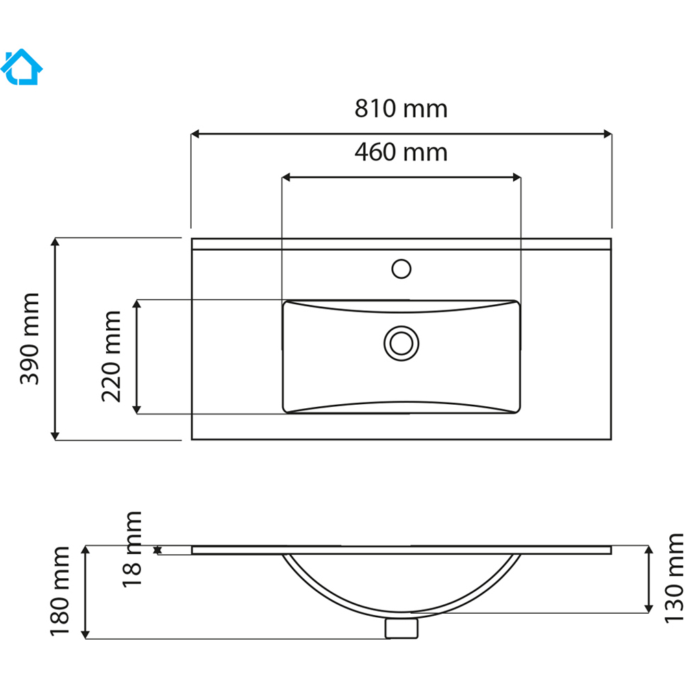 Limoge White Ceramic Thin Edge Inset Basin with Deep Scoop 810mm Image 3