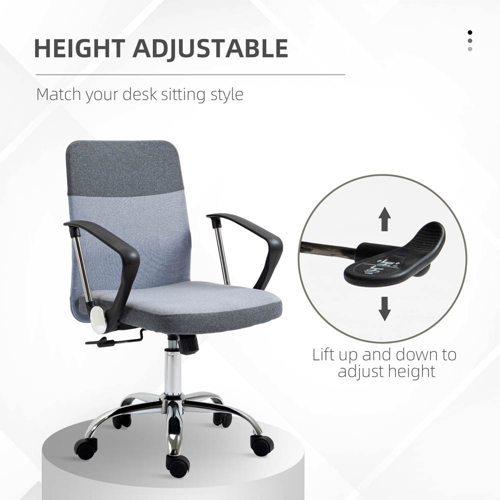 Portland Grey Linen Swivel Ergonomic Office Chair Image 5