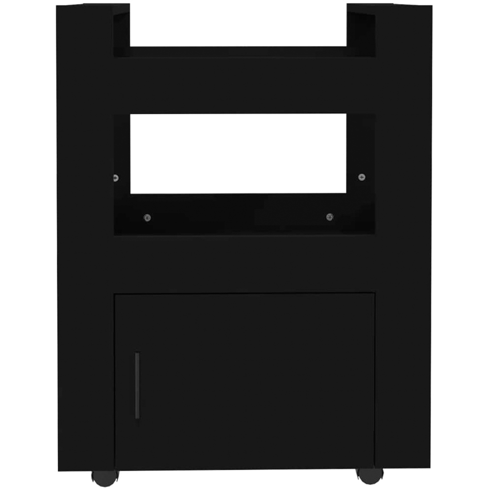 vidaXL Single Door 2 Shelf Black Kitchen Trolley Image 5