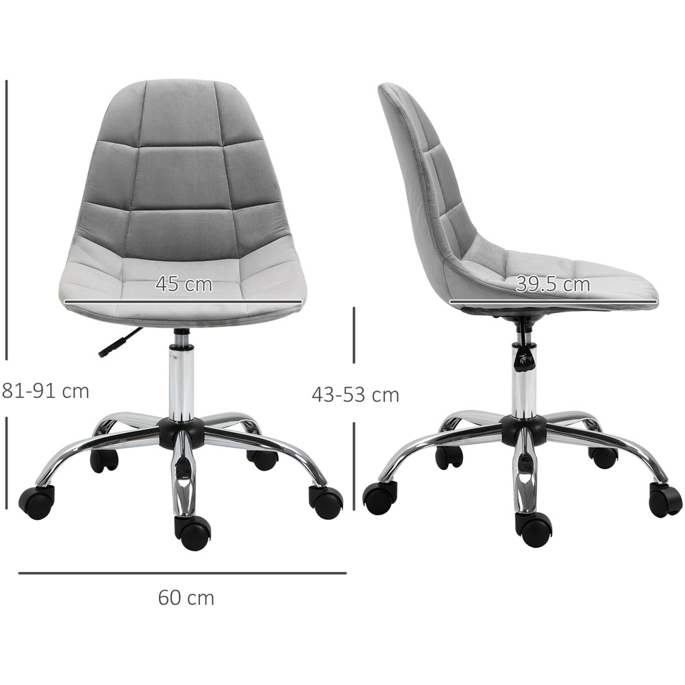 Portland Grey Velvet Swivel Armless Office Chair Image 5