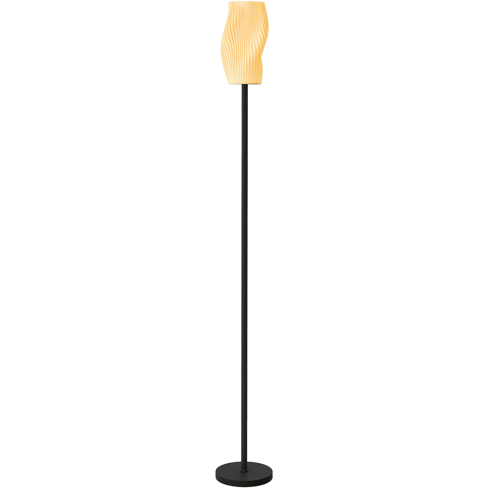 HOMCOM White 3D Printed Flowing Curve Shade Black Floor Lamp with E27 Holder Image 1