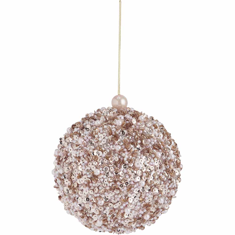 Wilko Cocktail Kisses Beaded Hanging Christmas Bauble Image 1