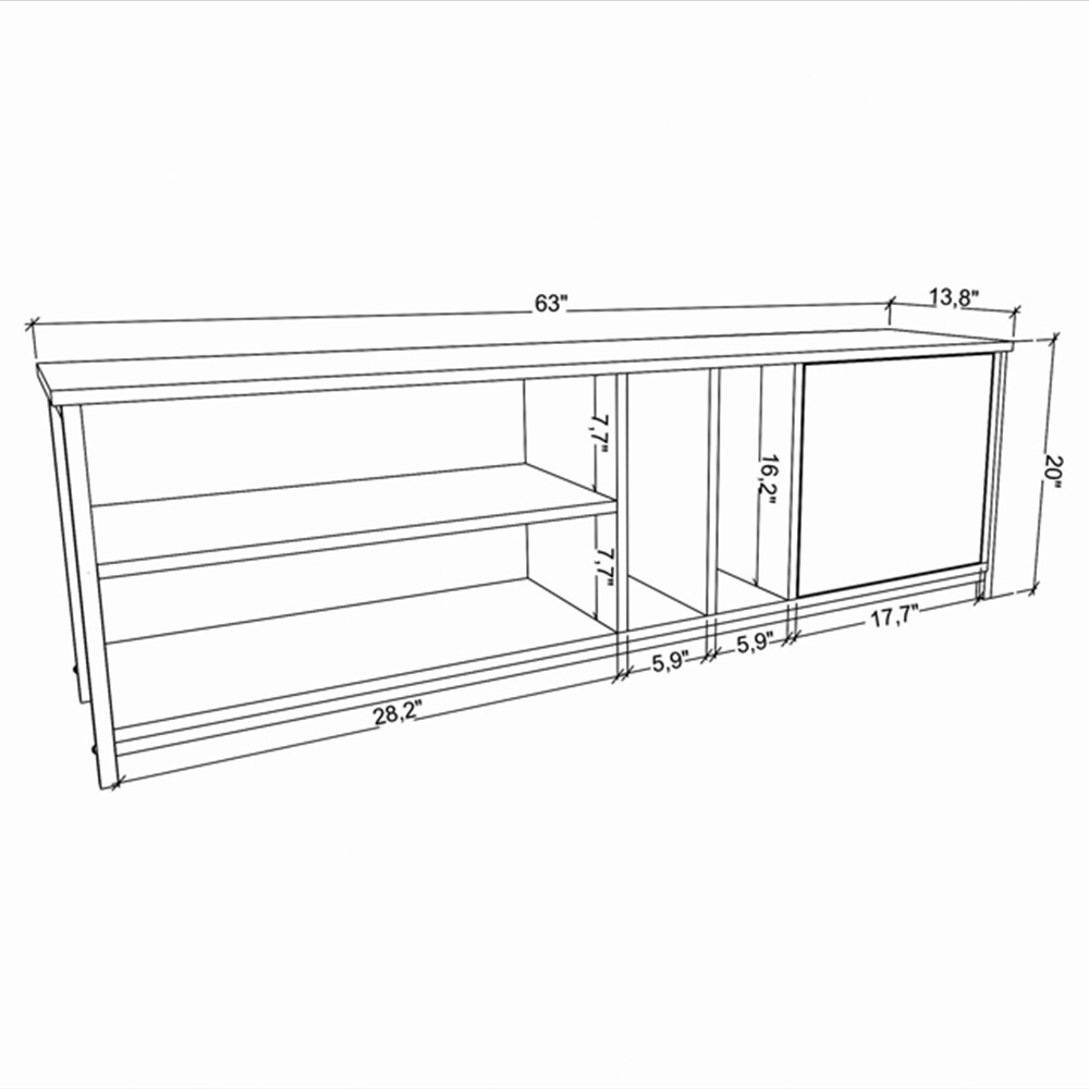 Decorotika Oneida Single Door 4 Shelf White and Anthracite TV Unit Image 7