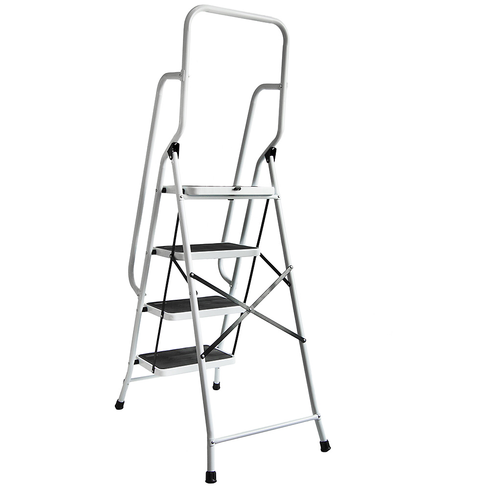 Home Vida White 4 Step Ladder with Handrail Image 2