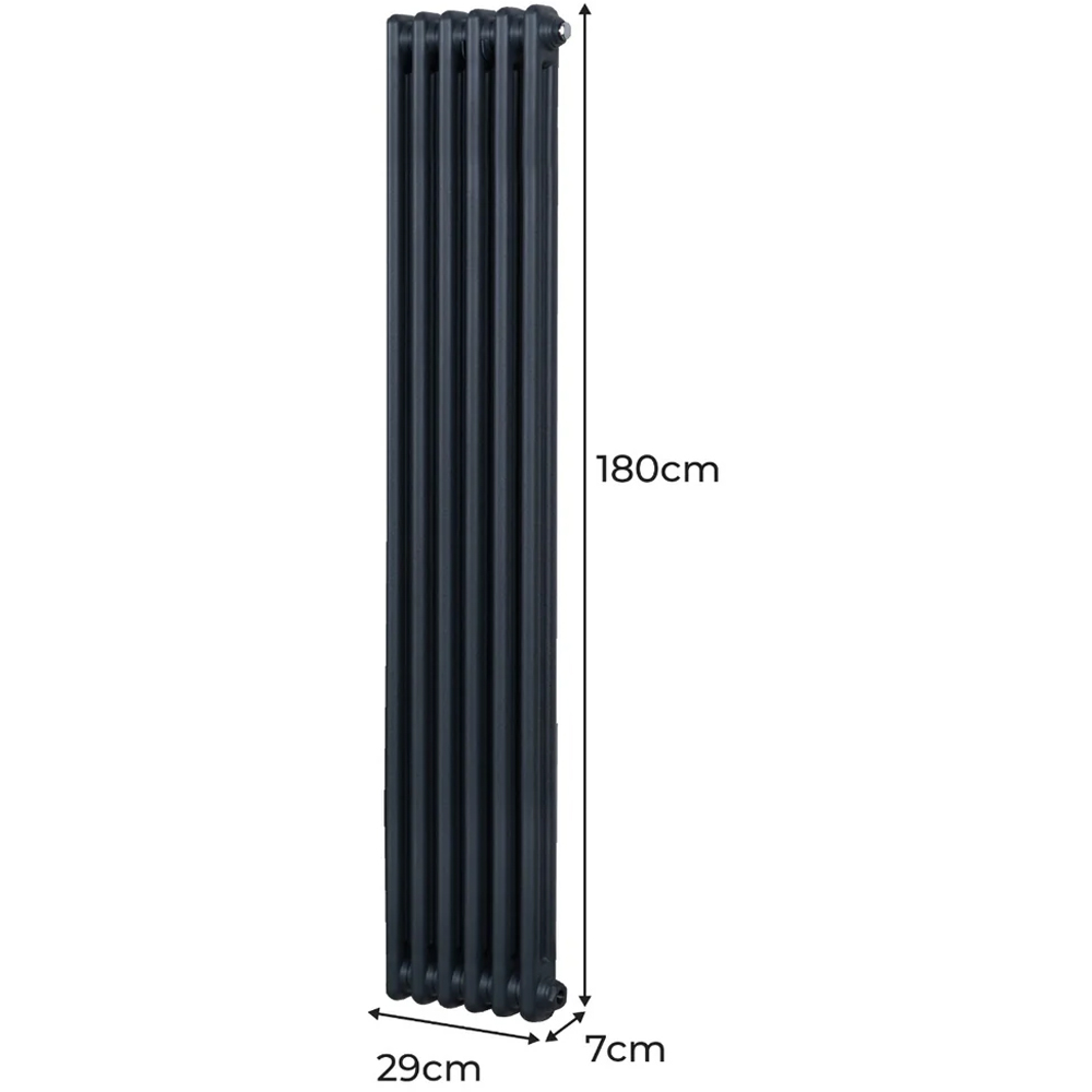 Monster Shop 3180 BTU Anthracite Grey Traditional 2 Column Radiator 1800 x 292mm Image 6