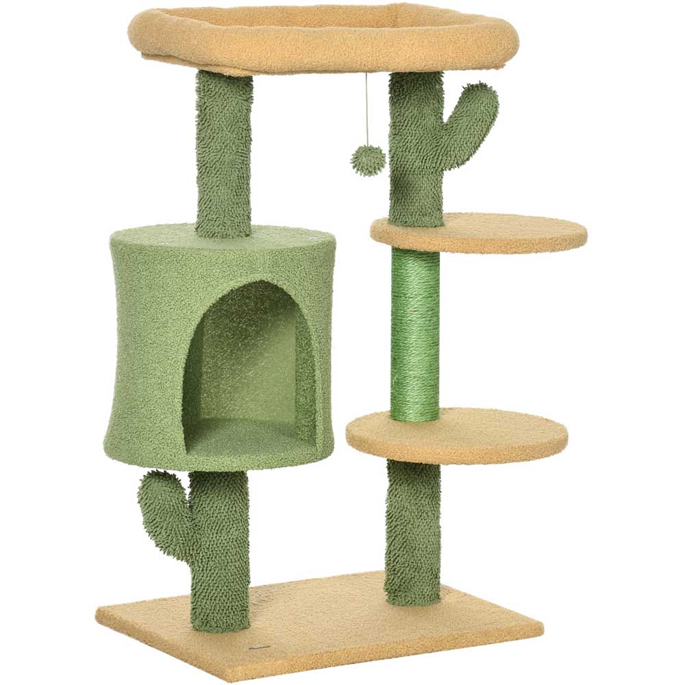 PawHut Green Multi Level Cat Activity Centre with Scratching Post Image 1