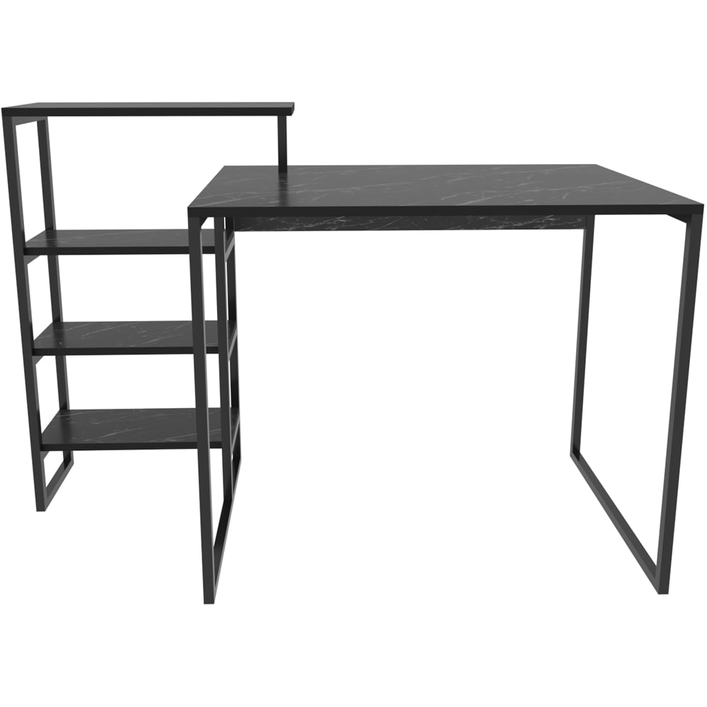 Decorotika Rino 4 Shelf Study Desk Black Marble Effect And Black Image 3