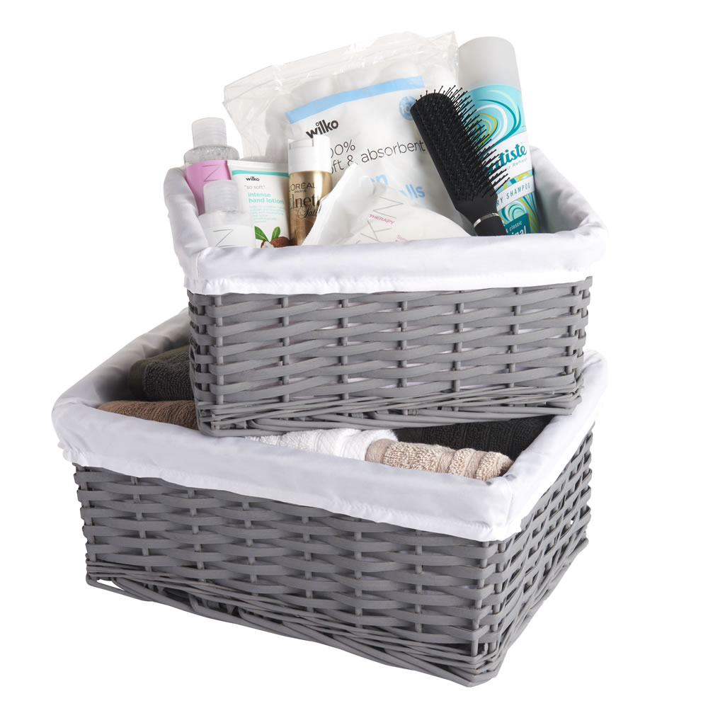 Wilko Willow Storage Basket Grey Set of 2 Image 2