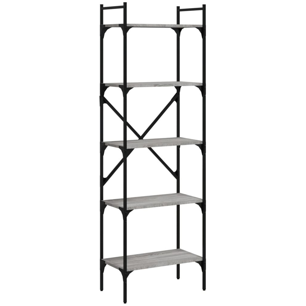 vidaXL 5 Shelf Grey Sonoma Industrial Style Bookcase Image 2