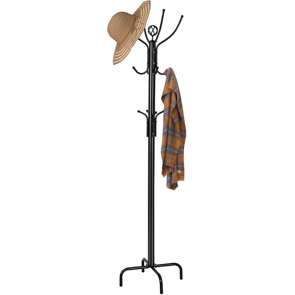 Costway Black Metal Coat Rack with 12 Hooks Image 1